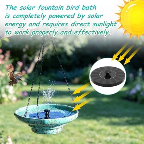 Ceramic Hanging Solar Bird Bath,Fountain Bird Bath Hanging for Outside - Image 2