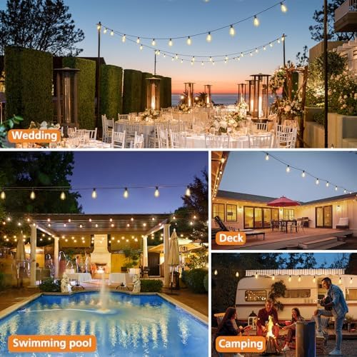 Brightever 150FT Outdoor Lights with Remote, 2700K/4000K/5000K Selectable LED String Lights for Outside with 75+2 ST38 Shatterproof Edison Bulbs, 3 Modes Dimmable Waterproof Hanging Lights for Patio - Image 7