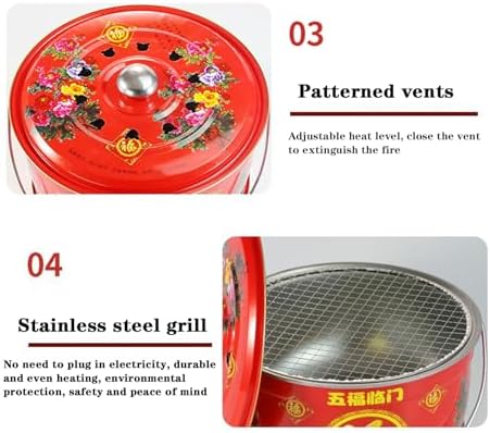BNEI Tabletop fire Pit, Beautiful Appearance, Stainless Steel, Adjustable fire, Including Barbecue net, Charcoal Clips, Pot Holder - Image 7