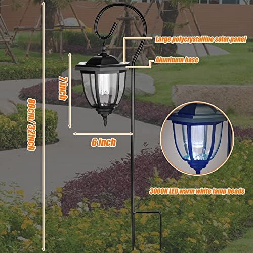 Retisee 6 Pcs 34" Hanging Solar Lantern Lights with Dual Use Shepherd Hooks Outdoor LED Garden Lanterns Decorative Waterproof Pathway Solar Coach Lights for Garden Patio - Image 2