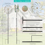 13" Metal Wind Spinner with Stake,Kinetic Wind Sculptures for Yard - Image 3