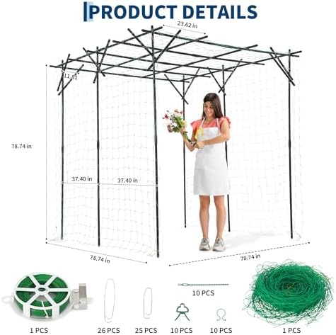 Grape and Cucumber Trellis,Outdoor Garden Arch Trellis for Climbing Plants,Large Grape Vine Trellis Pergola for Peas,Flowers and Melons,78" Hx78 Lx78 W,Nice for Yard and Patio - Image 4