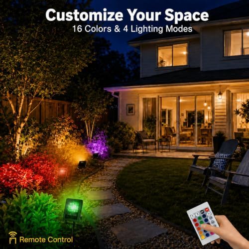 T-SUN 5 Pack 10W Christmas Led Mini Flood Light Outdoor with Color Changing - Image 2