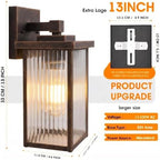 13" Black Brush Gold Outdoor Wall Light, All-Metal Frame Porch Light - Image 6