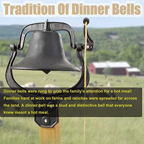 14 Inch Large Cast Iron Farmhouse Dinner Bell - Outdoor Church School Vintage Front Door Bell With Nice and Clear Tone for Outside Farmhouse - Image 3