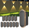 Ellasay Solar Fence Lightsv Backyark: 12-Pack Fence Lights Solar Powered 3 Color Modes - Up & Down LED Waterproof Solar Wall Lights for Outdoor Yard/Porch/Patio/Railing by ELLASAY