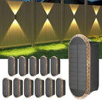 Ellasay Solar Fence Lightsv Backyark: 12-Pack Fence Lights Solar Powered 3 Color Modes - Up & Down LED Waterproof Solar Wall Lights for Outdoor Yard/Porch/Patio/Railing by ELLASAY