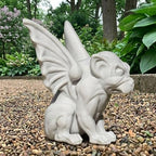 OLOMA Winged Gargoyle Garden Statue Gothic Mythical Creature Stone Sculpture Handmade Cement Fantasy Ornament Outdoor Yard Decor Medieval Gothic Decor Patio Lawn Porch Accent - Image 4