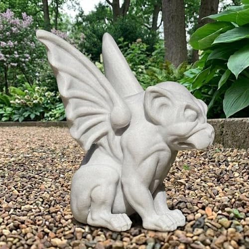 OLOMA Winged Gargoyle Garden Statue Gothic Mythical Creature Stone Sculpture Handmade Cement Fantasy Ornament Outdoor Yard Decor Medieval Gothic Decor Patio Lawn Porch Accent - Image 4