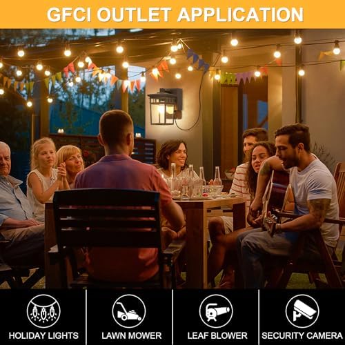 2 Pack Outdoor Porch Lights, Dusk to Dawn Wall Lighting with GFCI Outlet - Image 6