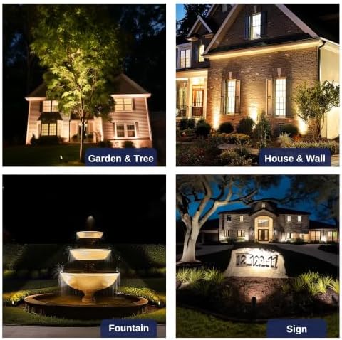 Gardenreet Brass Landscape Spotlights Low Voltage - Outdoor LED Uplight 12V, Wired Spot Lights IP65 Waterproof, Black for Exterior Garden Yard Tree House with 5W 2700K Warm White MR16 Bulb - Image 5