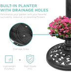 Best Choice Products Bird Bath W/Solar Light & Planter - Black - Image 4