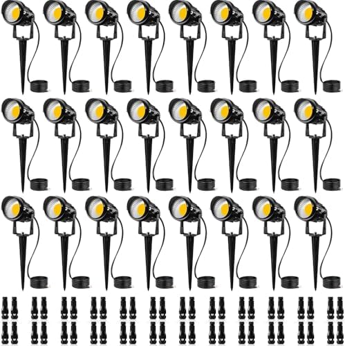SUNVIE 24 Pack Low Voltage Landscape Lights LED Spotlights with Connectors by SUNVIE