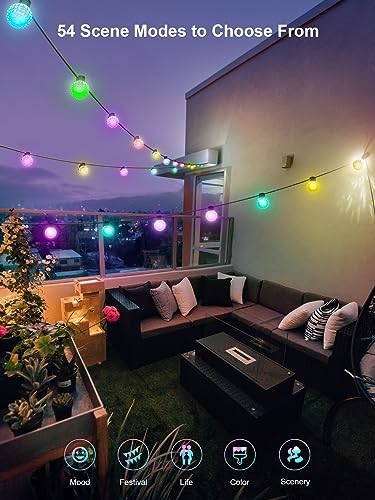 50ft RGB Outdoor String Lights Waterproof with 25 LED Dimmable Bulbs - Image 6