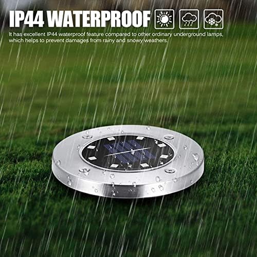 OurLeeme Solar Outdoor Lights Solar Powered Disk Lights 4 Pcs Solar Lights Outdoor Waterproof Solar Ground Lights 8 LED Solar Garden Lights Color Changing Landscape Lighting Pathway Lights - Image 5