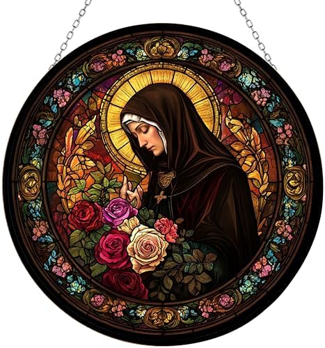 9.84 Inch Saint Teresa Stained Glass Window Hanging Suncatcher for Women Stained Glass Window Decor Perfect Home Décor by Unknown