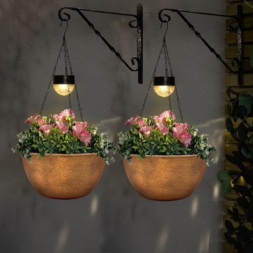 BAYN 2 Packs Solar Hanging Basket Planters for Plants Outdoor - Image 6