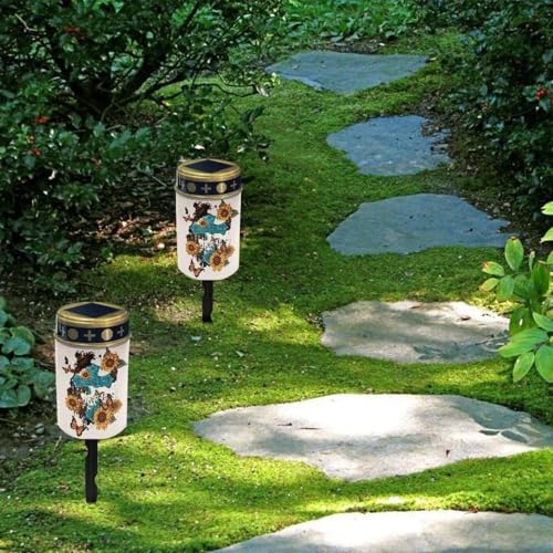 Poceacles Cross Solar Lights Outdoor Waterproof for Grave Decorations Fake LED Flameless Candles Outdoor Solar Lights Solar Lamp for Cemetery Lawn Yard, Sunflower Butterfly Gothic Cross, Pack of 6 - Image 4