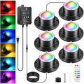 LED Pond Lights RGBWW, Underwater Pond Lights with 12V Timer Transformer, 6 Head Outdoor IP68 Waterproof Submersible Fountain Lights, Remote Control & Photocell Sensor for Pond, Waterfall, Garden by FLETERGIB