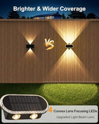 Solar Fence Lights Outdoor: 10 Pack IP65 Waterproof Wall Light Dual Up Down - Image 3