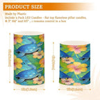 Blue Hawaiian Honu Sea Turtles Flameless Candles with Remote Control Candles with Timer Waterproof Electronic Lights Glitter Led for Night Battery Operated Pillar 2-Piecing Set - Image 3