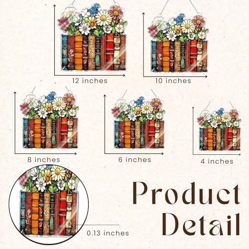 Stack of Book Acrylic Suncatcher Size 10 inches, Bookish Stained Glass Effect Window Hanging Ornament, Garden Decor, Gift for Book Lover Reader Bookworm - Image 3