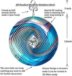 FONMY Mandala Wind Spinner w/Crystal Ball 3D Stainless Steel Hanging Wind Spinner Worth Gift Christmas Decoration Indoor/Outdoor Garden Décor Kinetic Yard Art 12 Inches Multi Blue Wind Sculpture - Image 5