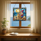 Beach Day Gnome Stained Glass Suncatcher – Square Hanging Window Panel for Home or Greenhouse – Whimsical Glass Art Gift for Garden Lovers, Christmas, Halloween, Father Days 0y3Ubp - Image 6