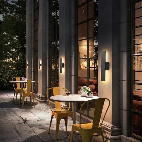 Outdoor Modern LED Wall Light Fixtures, Black Linear Exterior Wall Sconces 20W, Modern Porch Patio Light Fixture Waterproof Outdoor Wall Lights Outside Lights for House Garage Front Door Patio 2pack - Image 4