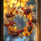 Autumn Floral Wreath Acrylic Suncatcher by AVAGAN