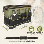 18 Inch Heavy Duty Tool Bag, 16-Pocket Tool Box Organizer, Green - Image 2