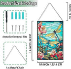 Stained Glass Window Hanging, Dragonfly Suncatchers for Windows Hanging, Handcrafted Sun Catchers Indoor Window Panel for Home Decor, Gift for Mom, Wife, Friends, Rectangular W10 xH15 - Image 5