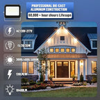LAMPHOME LED Flood Lights Outdoor 15/20/35W and 3000/4000/5000K Adjustable 3900Lm,Dusk-to-Dawn Sensor o Dawn Flood Light for Yard, Garage, Garden,UL Listed,Includes Yoke Mount UL Listed - Image 4