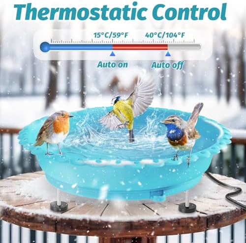 100W Heated Bird Bath with Metal Extension Screws, Blue - Image 4