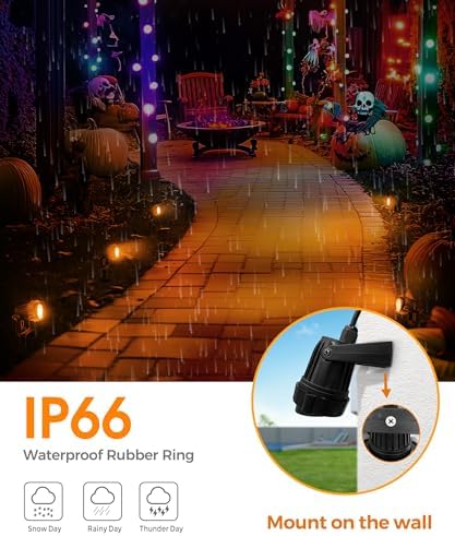 L LOHAS LED Orange Halloween Lights Outdoor Spotlight Dusk to Dawn Plug in - Image 6