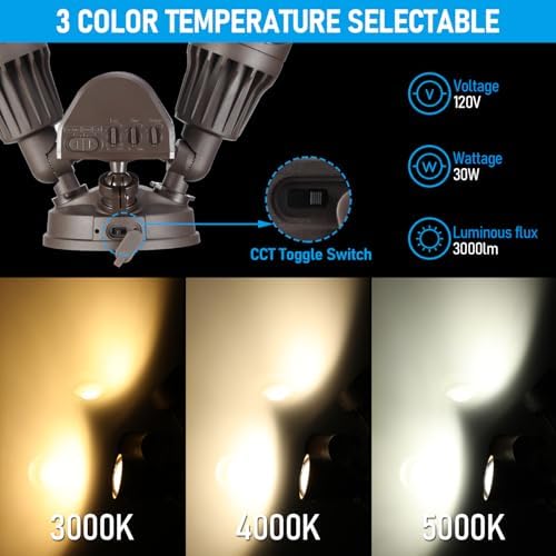 LEONLITE 3CCT Motion Sensor Security Lights Dusk to Dawn IP65 Bronze - Image 2