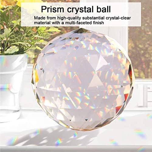 Clear Glass Crystal Ball Prism Suncatcher Rainbow Maker, Sphere Faceted Gazing Ball for Window, Feng Shui, Home Office Garden Decoration (120mm/4.72inch) - Image 2