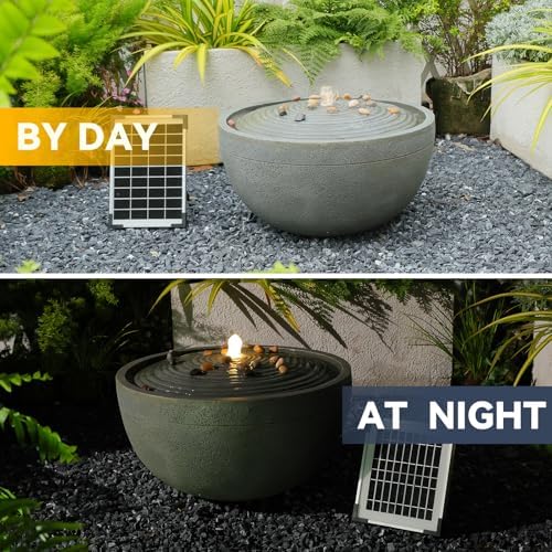 Tankana 20" Solar Bubbler Water Fountain, Minimalist Natural Gray - Image 5