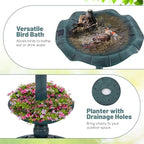 GIANTEX Bird Bath for Outside, 30 inch Solar Lighted Bird Bath and Feeder with Flower Planter, Lotus Leaf Water Bowl, 3 Stakes, Vintage Birdbath Outdoor Decoration for Garden Yard Lawn Patio (Green) - Image 5