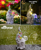 Nacome Solar Funny Gnome for Garden Decor: Durable Resin Statue All-Weather Automatic On/Off Switch Bubble Outdoor Outside Patio Porch Front Pathway - Gifts for Mom Grandma Lady - Image 5