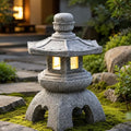 Qeeman Solar Pagoda Garden Statues Decor: Resin 10.4In Zen Sculpture by WELCOMETOQEEMAN