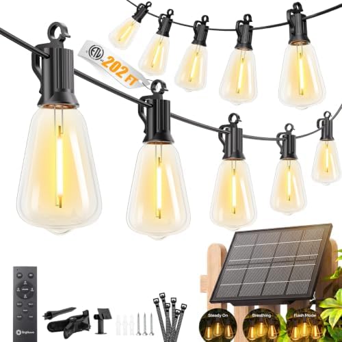 Brightown 202FT Solar String Lights Outdoor Waterproof, 26Hrs Runtime by Brightown