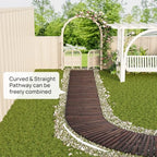 8FT Wooden Garden Parhway Walkway Outdoor 25" Wide Oversize Roll Out Decorative Patio pavers Path Wood Flooring Non-Slip Surface Road Floor for Yard Lawn Vegetable Garden Wedding Party (Carbonized) - Image 5