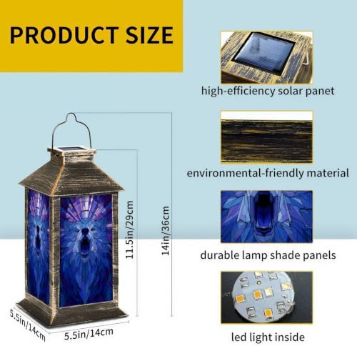 Solar Lantern Midnight Blue Violet Wolf Outdoor Waterproof Garden Hanging Lantern Solar Powered Lighting Outside Solar Light for Patio Yard Camping, Gifts for Women Mom - Image 2