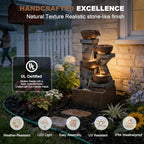 33.5" H Outdoor Water Fountain, 4-Tier Cascading Waterfall Fountain with Warm LED Lights, Vintage Brick Design for Garden, Patio, Backyard Decor - Image 3
