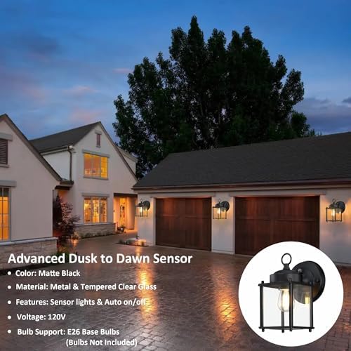 GRUENLICH Outdoor Wall Light Fixture, Clear Glass, Black, 2 Pack - Image 7