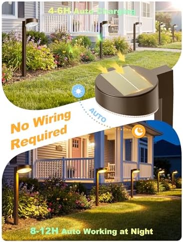 VOLISUN Solar Pathway Lights, 8 Pack LED Solar Lights Outdoor Waterproof, Garden Lighting for Yard Path Landscape Lawn Walkway Driveway, Brown - Image 6