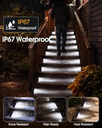Outdoor Solar Stair Lights,16 Pack, Cool White 6000K, Brown - Image 4
