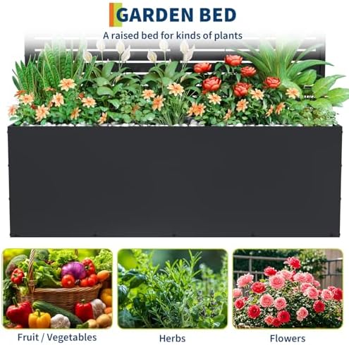 Garvee 71"x47"x16" Metal Planter Box with Trellis for Climbing Plants Vines - Image 4