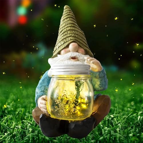 Solar Garden Gnome Statue, Outdoor Lights Decoration Gift for Women Mom Dad by Vcdsoy